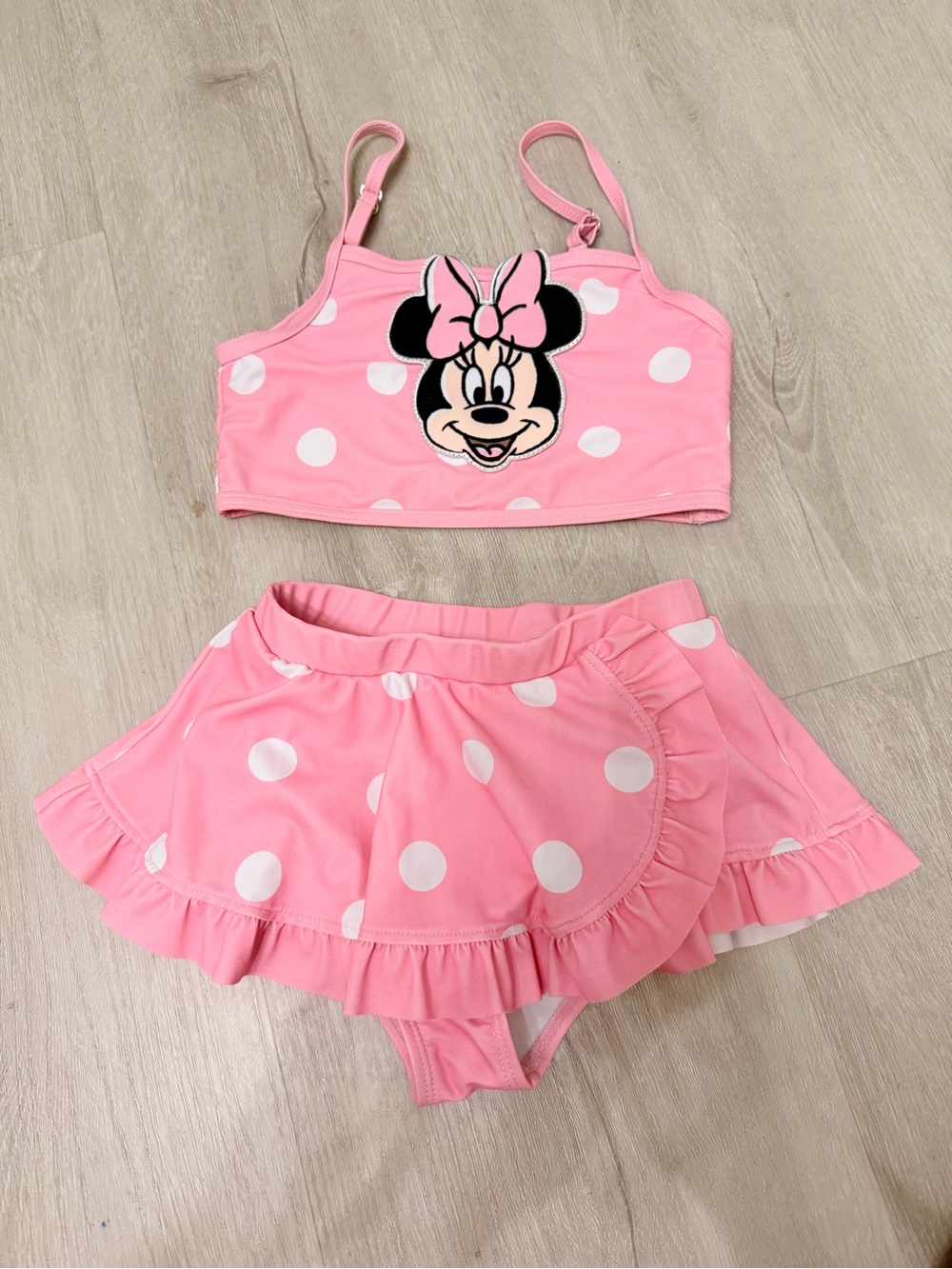 Toddler Disney Minnie Mouse two-piece swimsuit Polka Dots Pink Size 4-5 Years